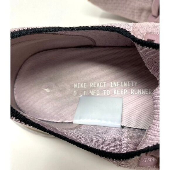 Nike React Infinity Run Flyknit Plum Fog/Pink Foam White Women Preowned Size 9 - Picture 7 of 10